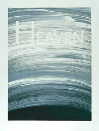 The word HEAVEN over a scraped blue and black ink field.  The same plate was used for the...