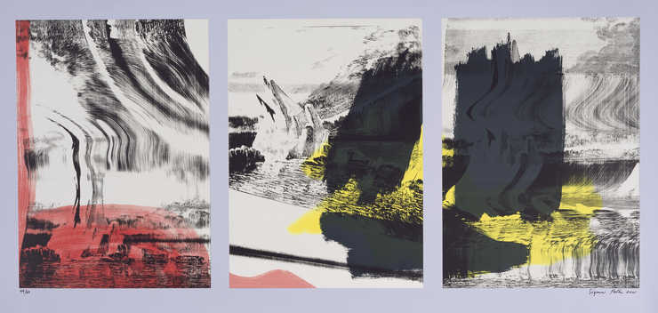 An abstract image divided into three parts printed on Agfa polyester film