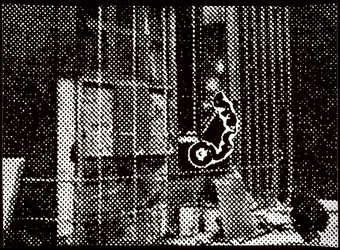 an abstract black and white image