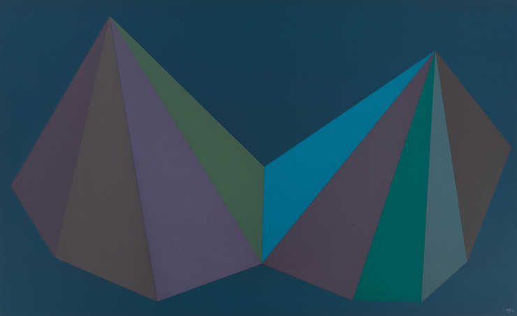 one print from a set of 4 silkscreens; blue background