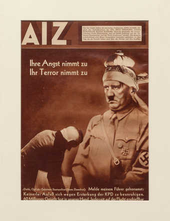 An image of Adolph Hitler with a bandaged head, used on the cover of the periodical AIZ.