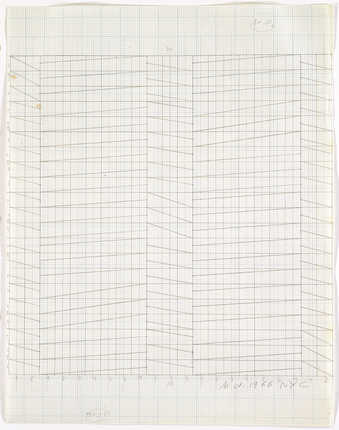A drawing of a geometric grid pattern on graph paper.