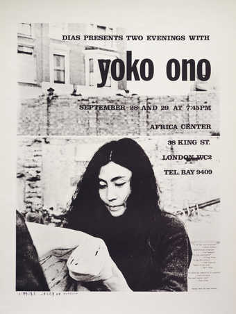 Black print on white paper. Poster for events at Africa Center, London, Sept. 28-29, 1966.