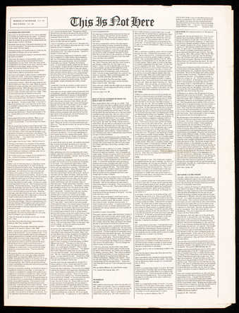 Black print on white paper; 4-page "catalogue" from Ono's exhibition This Is Not...