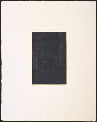 Mezzotint from one copper plate printed in indigo.