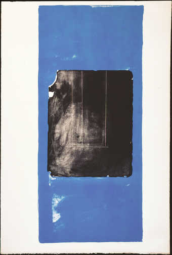 A lithograph printed from one stone one aluminum plate in black and blue