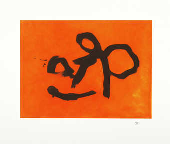 An aquatint with carobrundum from on ecopper ;late printed in oragne; line plate copper with...