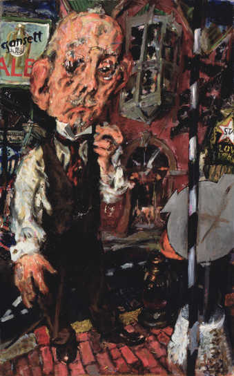 Full length portrait of physician with an enlarged head.