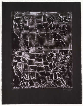 Two images of a mape of the U.S. one printed above the other.  Lithograph from on stone.