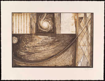 Images of Johns' father, as an infant, with family, a A partial image of Johns' flag,...