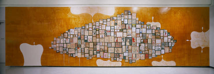 An installaition of framed drawings, paintings, photographs, and found images.  Created for the...