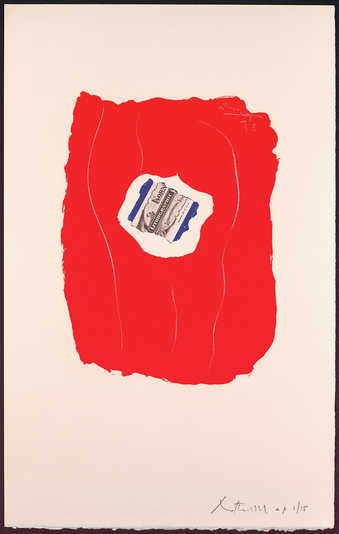 An offset lithograph printed in red, blue, and black.  This print, without margins and unsigned,...