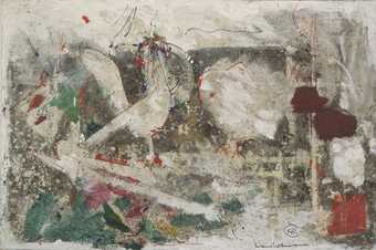 heavy impasto drip and spatter abstract compostion