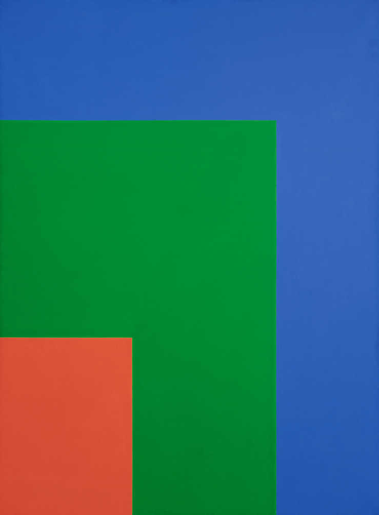 Three squares of color all sharing the same lower left corner and each getting progressiviely...