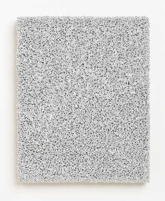 A network of dimensional paint loops, extruded directly from a tube ono canvas, painted metallic...