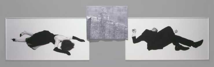 two charcoal and graphite drawings 48 x ... one cast ...