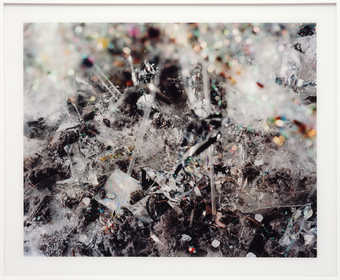 A manipulated photographic detail of crystals, jewels, etc.