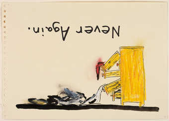 An image of a dresser with opened drawers and disheveled contents.  Inverted above image text...