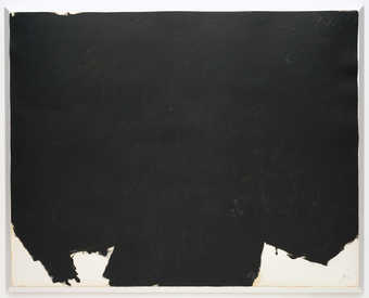 Mostly black on white ground