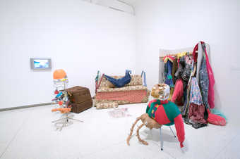 Video documentary of a performance at Documenta 11, costumes and set from performance