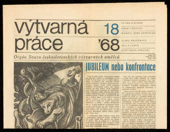 Czech newspaper with part II of article by Vladimir Burda, "Exil e utopie."  A...
