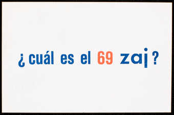 Orange and blue print on white card stock; print on both sides; text is in Spanish.