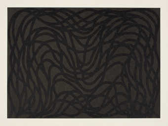 An oil-base woodcut printed in two passes from one block.