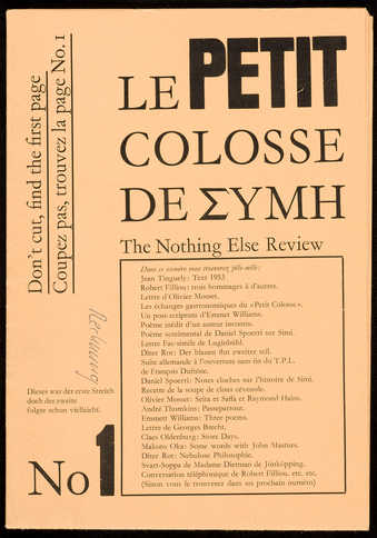 A poster/print/newsletter, subtitled "Le Petit Colosse de EMYH"; black print on tan...