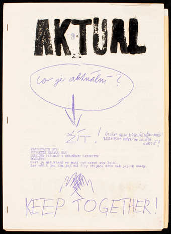 (.1) 10-page booklet, stapled on left, with drawings &amp; texts in Czech and English.  Contains...