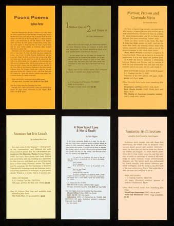 Brown printing on heavy stock paper of different colors; printing on both sides. Announcement...