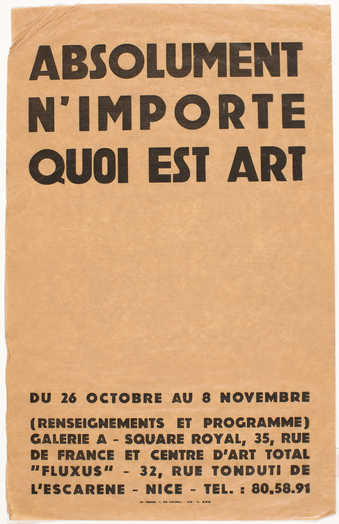 Black print on brown paper; poster for event in Nice, Oct. 26 - Nov. 8.
